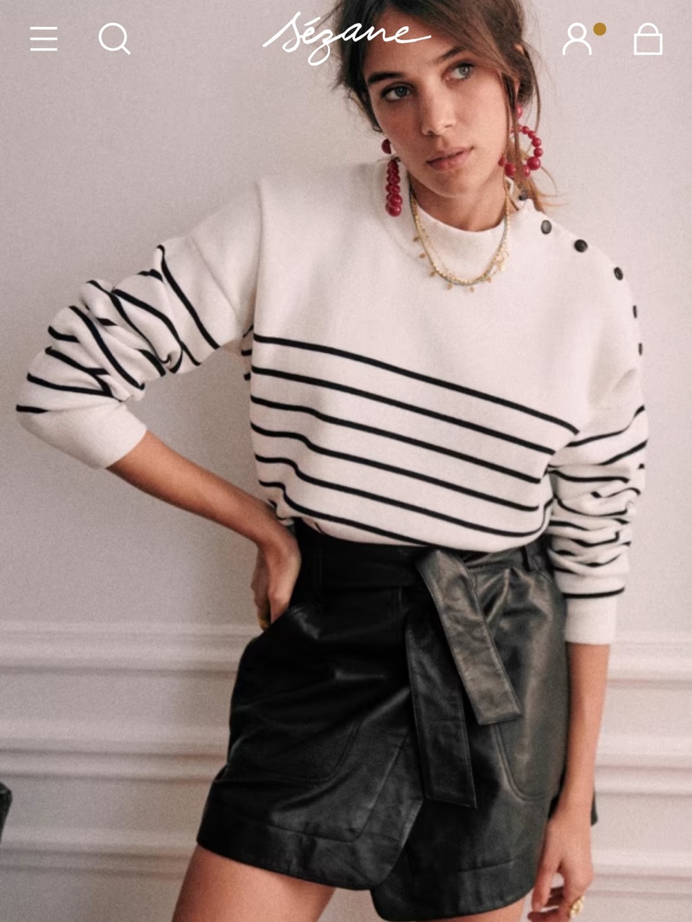Sézane striped sweater with buttons detail